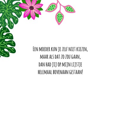 Moederdagkaart met vrolijk meisje, kat, planten en hart 2