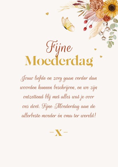 Moederdagkaart oma mama bloemen klassiek vlinders 3