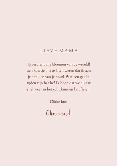 Moederdagkaart roze bloemen patroon liefste mama 3