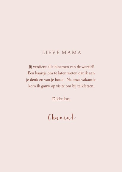 Moederdagkaart roze bloemen patroon liefste mama 3