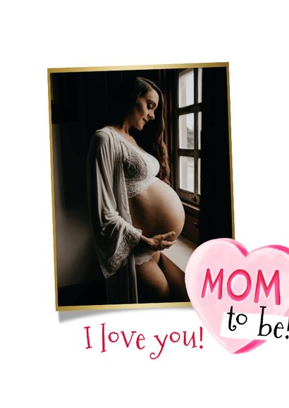 Moederdagkaart 'Sweetest Mom-to-be!' snoephart goudlook 2