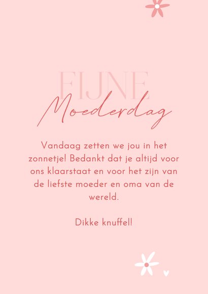 Moederdagkaart twee foto's met bloemetjes roze 3