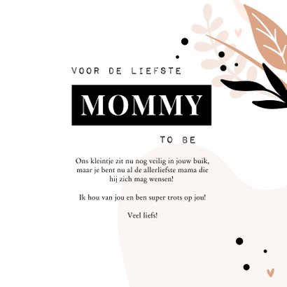 Moederdagkaart voor de liefste mommy to be met blaadjes 3