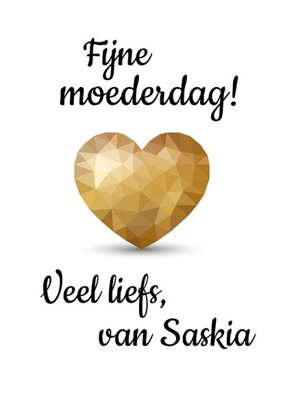 Moederdagkaart voor moeder met gouden hart 3