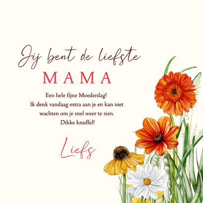 Moederdagkaart vrolijke bloemen in geel en oranje 3