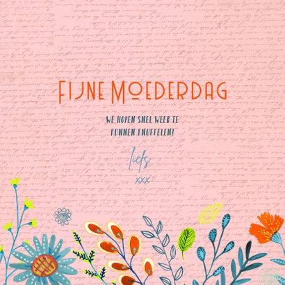 Moederdagkaart vrolijke bloemen rand 3