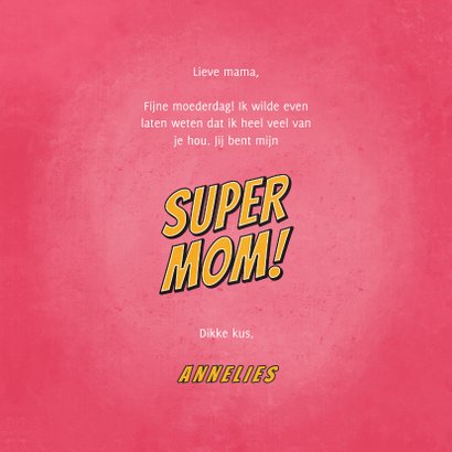 Moederdagkaart you're a SUPER MOM in comic stijl 3