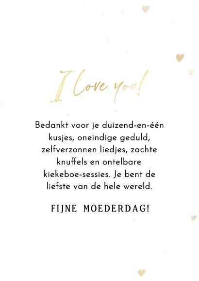 Moederdagkaartje met grote eigen foto I love you hartjes 3