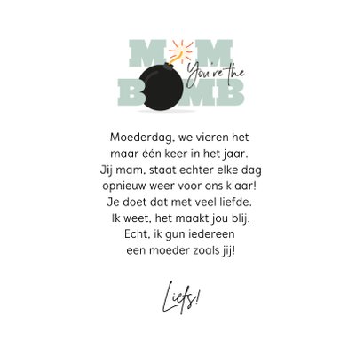 Mom you're the bomb moederdagkaart typografisch 3