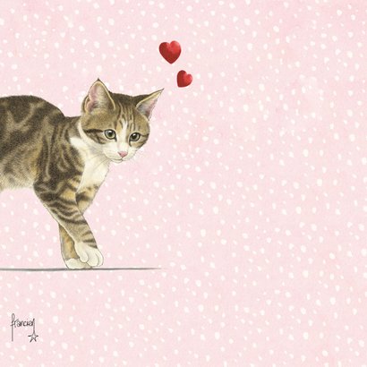 Mon chéri valentijnskaart met kitten, hartjes en kersen 2