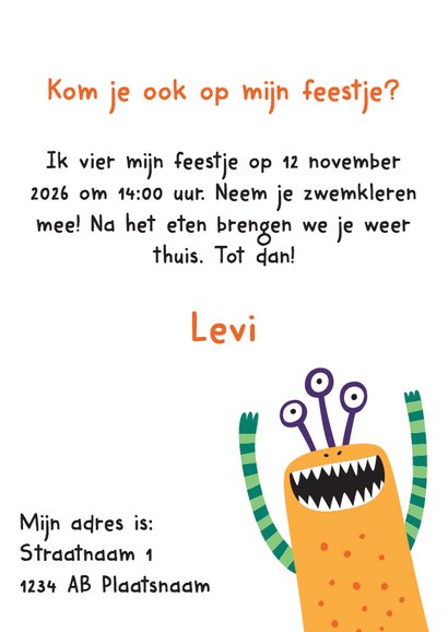 Monsterkaart kinderfeestje - DH 3