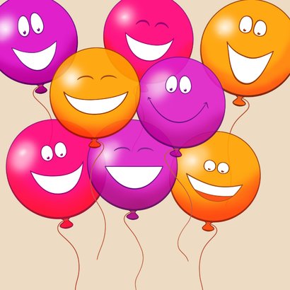 Mooie ballonnenkaart met witte div. gekleurde ballonnen 2