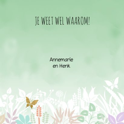 Mooie bedankkaart met bloemen, blaadjes in pasteltinten 3
