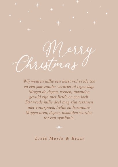 Mooie beige fotokaart met boog voor kerst met sterretjes 3