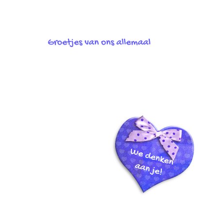 Mooie beterschapskaart Anemonen met blauw hart en strikje 3