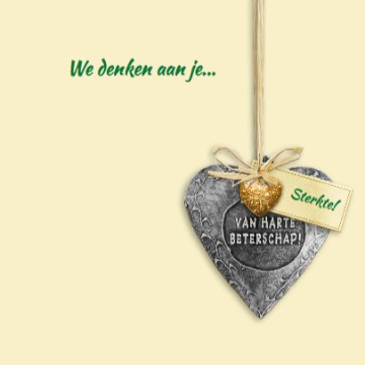 Mooie beterschapskaart met hartjes op bloemenbed met naam 3