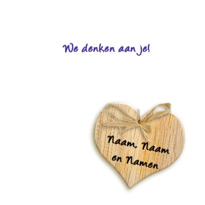 Mooie beterschapskaart met lila bloem op hart 3