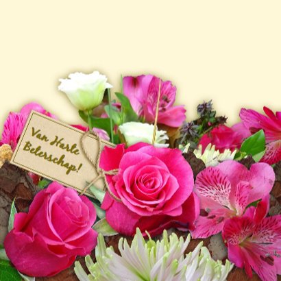 Mooie Beterschapskaart met rozen en Chrysanten 3