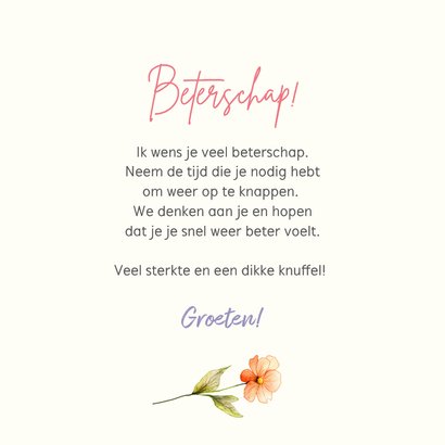 Mooie beterschapskaart met wilde bloemen en vlinders 3