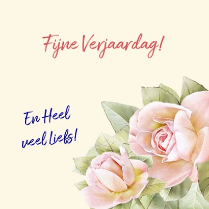 Mooie bloemenkaart met 3 perzik-kleurige rozen 3