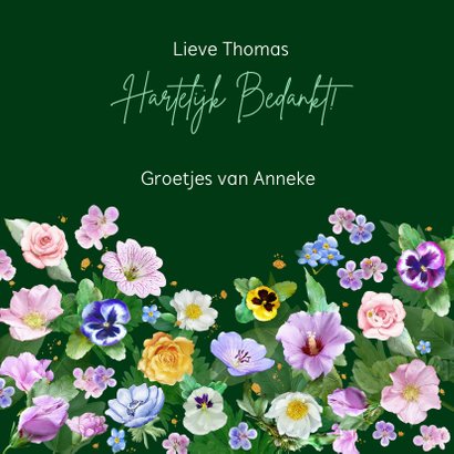 Mooie bloemenkaart met diverse bloemen zoals rozen 3