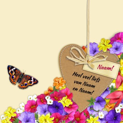 Mooie bloemenkaart met foto en diverse bloemen 3