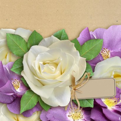 Mooie bloemenkaart met wilde en witte rozen 3