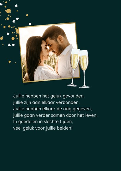 Mooie kaart champagneglazen met spetters en hartjes 2