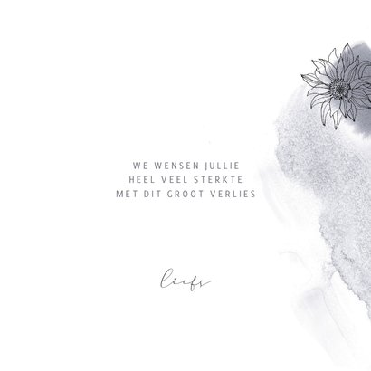 Mooie minimalistische condoleancekaart met een bloem 3