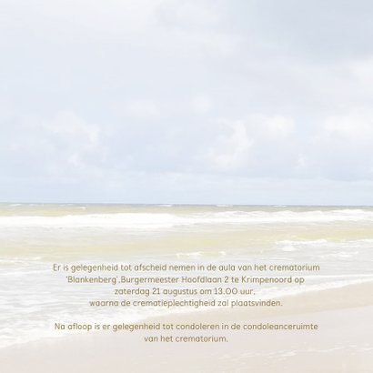 Mooie rouw- of bedankkaart met strand, lucht en zee 2