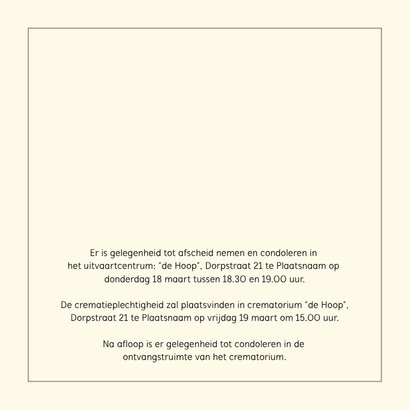 Mooie rouwkaart ondergaande zon met tekstvoorstel 2