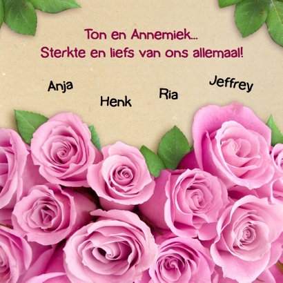 Mooie sterkte kaart met roze rozen en eigen foto 3