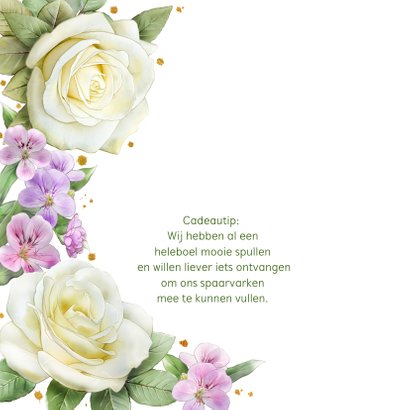 Mooie trouwkaart met rozen en andere bloemen 2