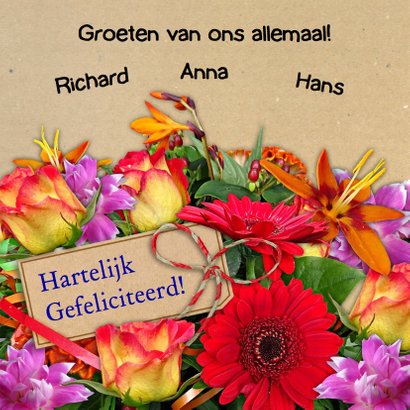 Mooie verjaardag boeket met kleurige bloemen 3
