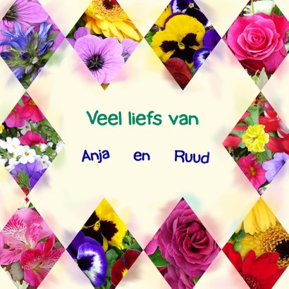 Mooie verjaardagkaart segmenten met bloemen 3