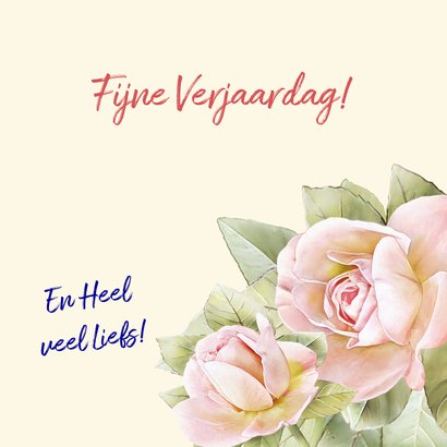 Mooie verjaardagskaart met 3 perzik-kleurige rozen 3