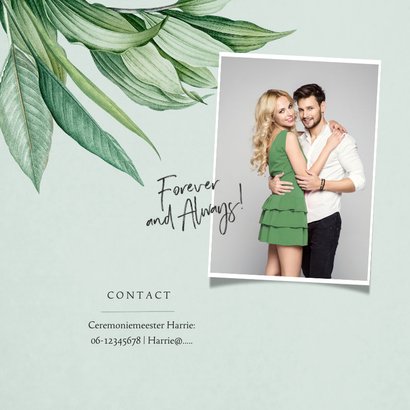 Mr and Mrs trouwkaart botanisch groen bladeren stijlvol 2