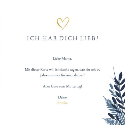 Muttertagskarte botanisch mit Jahreszahlen und Fotos 3