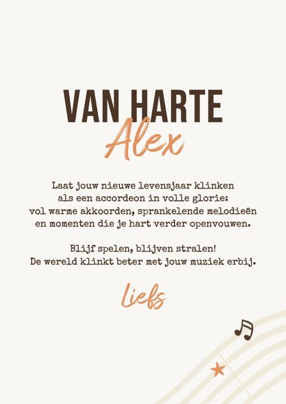 Muzikale verjaardagskaart accordeon muziek happy birthday 3