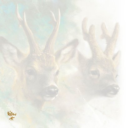 Natuurkerstkaart met portret van twee reebokken 2