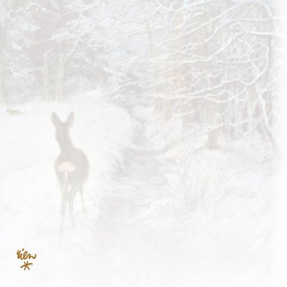 Natuurkerstkaart met wintertafereel 'Hertje bij wintersloot' 2