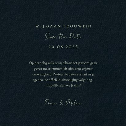 Natuurlijk Save the Date kaart eucalyptus takjes zilverfolie 3