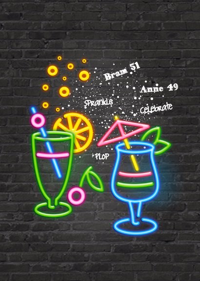Neon uitnodiging - cocktail time 2