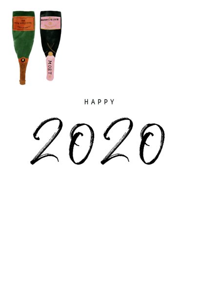 Neujahrskarte Champagner Flaschen Happy 2020 2