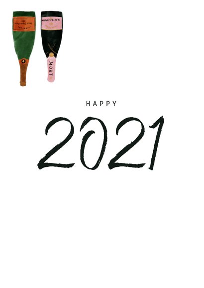 Neujahrskarte Champagner Flaschen Happy 2021 2