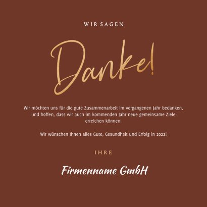 Neujahrskarte 'Danke' rostbraun 3