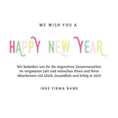 Neujahrskarte farbenfrohe Typografie 3
