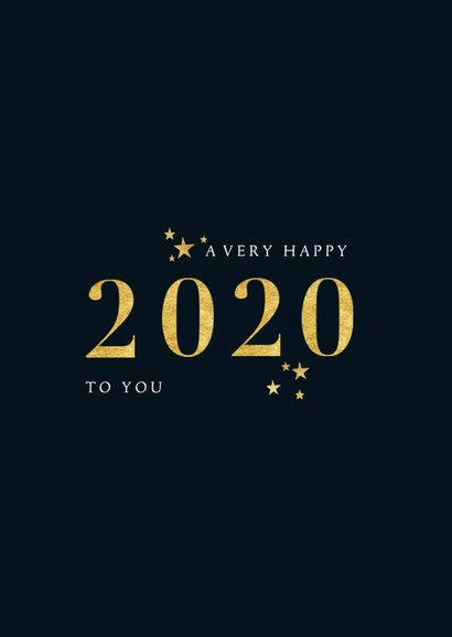 Neujahrskarte Foto, goldene 2020 und Sterne 2
