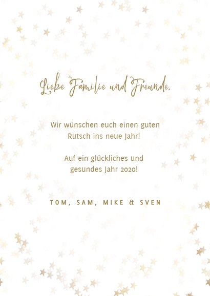Neujahrskarte goldene Sterne, Foto und happy new year 3