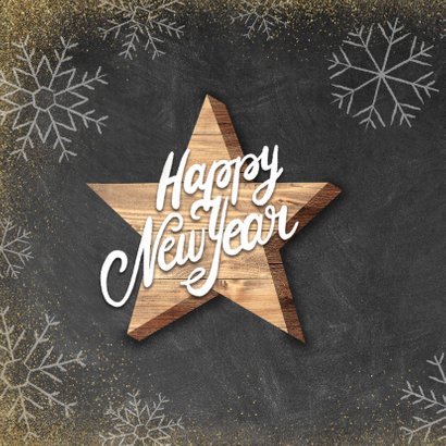 Neujahrskarte Holzstern Kreidelook Happy new year 2